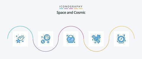 pack d'icônes espace bleu 5 comprenant. espace. sécurité. casque vecteur