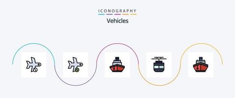 ligne de véhicules rempli pack d'icônes plat 5, y compris le transport. tram. transport. Véhicules. transport vecteur