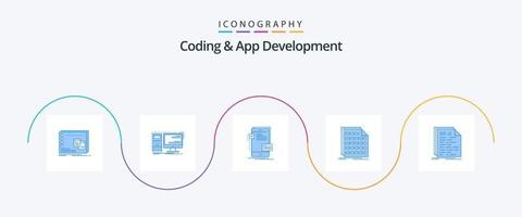 codage et développement d'applications pack d'icônes bleu 5, y compris le codage. binaire. poste de travail. développeur. mobile vecteur
