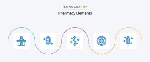 pack d'icônes bleu 5 éléments de pharmacie, y compris médical. médecin. médical. test. médecine vecteur