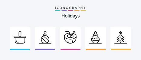 pack d'icônes vacances ligne 5 comprenant. étoile. vacances. vacances. Noël. conception d'icônes créatives vecteur