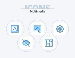pack d'icônes bleu multimédia 5 conception d'icônes. . ajouter. . engrenage vecteur