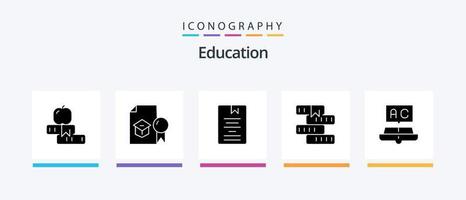 pack d'icônes de glyphe d'éducation 5 comprenant des connaissances. livre. étude. apprentissage. éducation. conception d'icônes créatives vecteur