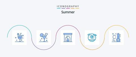 pack d'icônes bleu d'été 5 comprenant. Terre. été. soleil vecteur