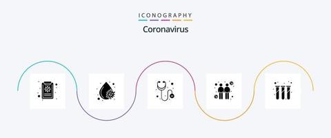 pack d'icônes de glyphe de coronavirus 5 comprenant des tubes à essai. laboratoire. médical. expérience. touche vecteur