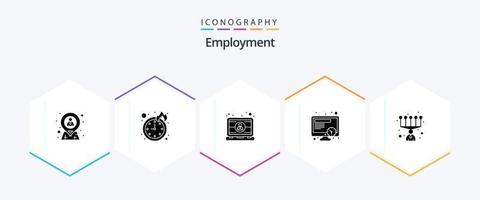 pack d'icônes de 25 glyphes d'emploi, y compris les compétences personnelles. travail. ordinateur. temps. utilisateur vecteur