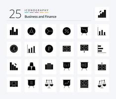 finance 25 pack d'icônes de glyphes solides, y compris modéré. finance. graphique. performance. conseil vecteur