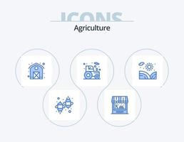 pack d'icônes bleu agriculture 5 conception d'icônes. jardin. tracteur. bateau. cultiver. agriculture vecteur