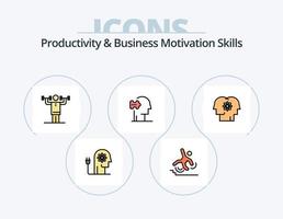 ligne de compétences de productivité et de motivation commerciale rempli pack d'icônes 5 conception d'icônes. compétences professionnelles. compétences professionnelles. les partenaires. esprit. booster vecteur