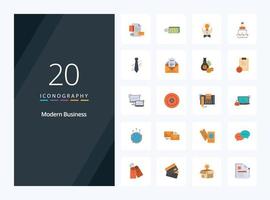 20 icône de couleur plate d'affaires moderne pour la présentation vecteur