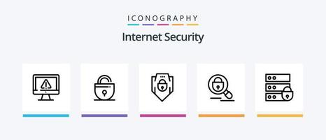 pack d'icônes de la ligne de sécurité Internet 5, y compris. bouclier. l'Internet. mot de passe. serrure. conception d'icônes créatives vecteur