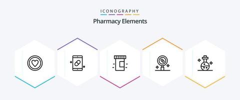 Pack d'icônes de 25 lignes d'éléments de pharmacie, y compris la santé. médical . bouteille. médical vecteur