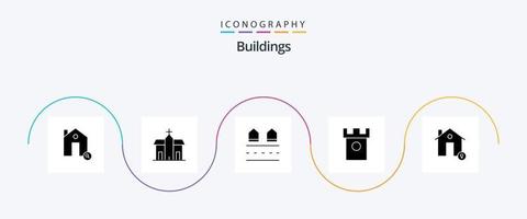 pack d'icônes de glyphe de bâtiments 5, y compris le dessert. ancien. historique. résidences. logement vecteur