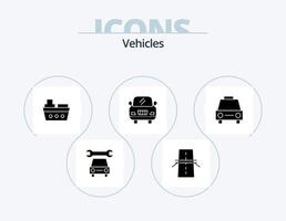 pack d'icônes de glyphe de véhicules 5 conception d'icônes. transport. berlines. bateau. voiture. voiture vecteur