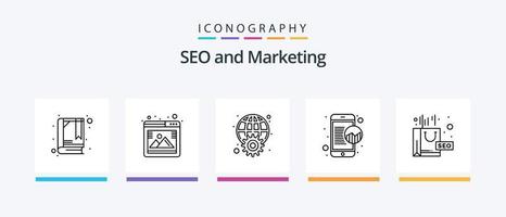 pack d'icônes seo line 5, y compris dans le monde entier. globe. nuage. se soucier. emballer. conception d'icônes créatives vecteur