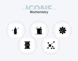 pack d'icônes de glyphe de biochimie 5 conception d'icônes. engrenage. la biologie. génétique. biochimie. seringue vecteur