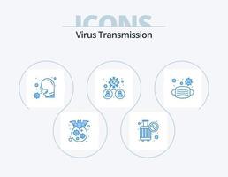 pack d'icônes bleues de transmission de virus 5 conception d'icônes. masque. transmission. toux. personnes. bactéries vecteur