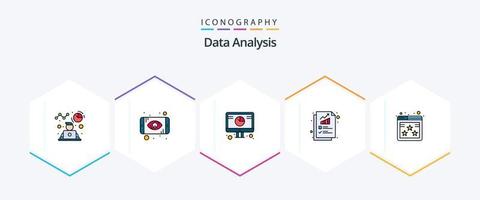 analyse de données pack d'icônes de 25 lignes remplies, y compris la page. graphique. analyse. numérique. graphique vecteur