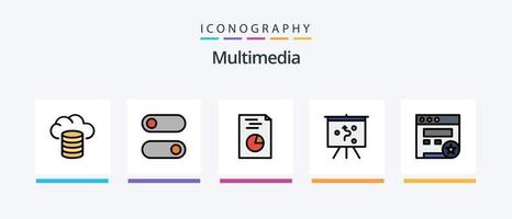 ligne multimédia remplie de 5 packs d'icônes comprenant. recherche. synchroniser. sauvegarde. conception d'icônes créatives vecteur