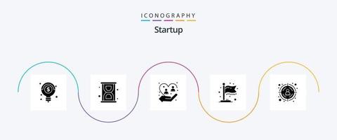 pack d'icônes de glyphe de démarrage 5 comprenant. cible. humain. référencement. drapeau vecteur