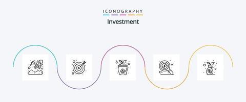 pack d'icônes de la ligne d'investissement 5, y compris la croissance. recherche. argent. argent. argent vecteur