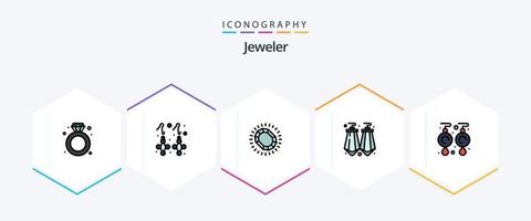 bijoux 25 pack d'icônes fillline comprenant des pierres précieuses. bijou. mode. gemmes. luxe vecteur