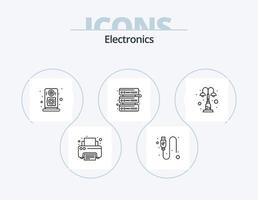 pack d'icônes de ligne électronique 5 conception d'icônes. caméra de sécurité. vidéosurveillance. ordinateur. caméra. batterie vecteur