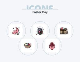pack d'icônes rempli de ligne de pâques 5 conception d'icônes. discuter. Pâques. Pâques. chaton. nature vecteur