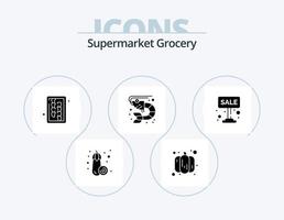 pack d'icônes de glyphe d'épicerie 5 conception d'icônes. signe. afficher. ustensiles de cuisine. vente. mer vecteur