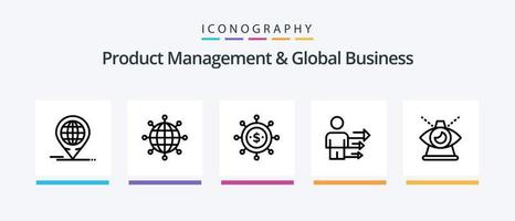 gestion des produits et pack d'icônes global business line 5, y compris les entreprises. moderne. entreprise. investissement. vision. conception d'icônes créatives vecteur