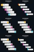 vecteur 6 infographie pack présentation modèle de diapositive 5 étapes cycle diagrammes et chronologies