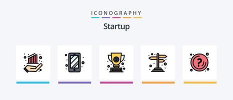 ligne de démarrage remplie de 5 packs d'icônes, y compris une cravate. entreprise. graphique. déposer. documents. conception d'icônes créatives vecteur