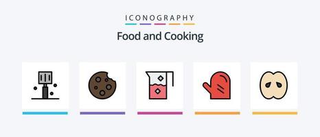 ligne de nourriture remplie de 5 packs d'icônes comprenant du poulet. nourriture. petit-déjeuner. boire. nourriture. conception d'icônes créatives vecteur