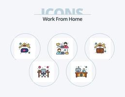 travailler à partir de la ligne de maison remplie d'icônes pack 5 conception d'icônes. liste de contrôle. Wifi. fonctionnement. l'Internet. travail à la maison vecteur