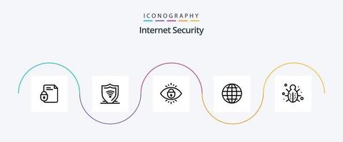 pack d'icônes de la ligne de sécurité Internet 5, y compris le bogue. l'Internet. bouclier. globe. serrure vecteur