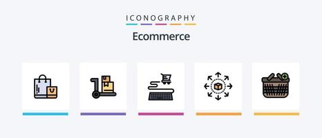 ligne de commerce électronique remplie de 5 packs d'icônes, y compris le magasin. commerce électronique. main. magasin. boutique en ligne. conception d'icônes créatives vecteur