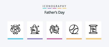 pack d'icônes de la ligne 5 de la fête des pères, y compris le bureau. mallette. papa. fête des pères. date. conception d'icônes créatives vecteur