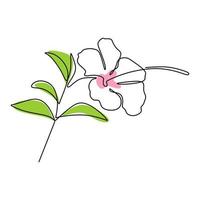 belle fleur un style de dessin continu. conception minimaliste de fleur de jasmin balinais. fleur de jasmin à feuilles persistantes de beauté pour logo de jardin, vue de dessus. illustration de conception vectorielle vecteur