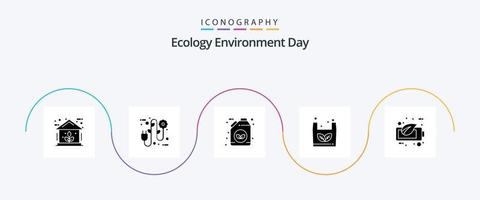 pack d'icônes glyphe écologie 5, y compris l'écologie. achats. bio. commerce électronique. sac vecteur