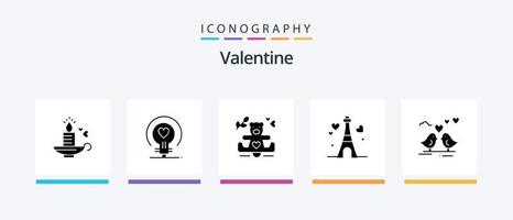 pack d'icônes glyphe 5 de la saint-valentin, y compris l'amour. aimer. ampoule. jour. Valentin. conception d'icônes créatives vecteur