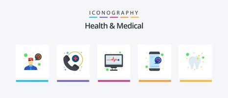 pack d'icônes santé et médical plat 5 comprenant. dent. rapports. dentaire. service. conception d'icônes créatives vecteur