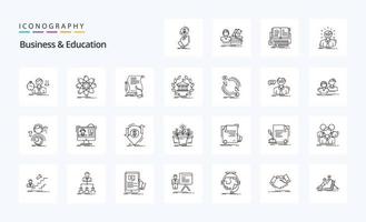 25 pack d'icônes de ligne d'affaires et d'éducation vecteur