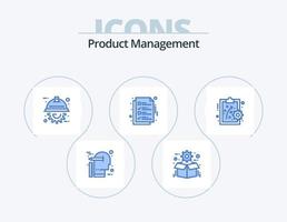 pack d'icônes bleues de gestion de produit 5 conception d'icônes. d'accord. document. emballer. livraison. ingénierie vecteur