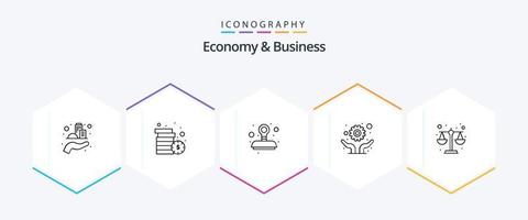 pack d'icônes de 25 lignes d'économie et d'affaires, y compris la loi. solution. accepter. réparation. développement vecteur