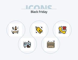 pack d'icônes remplies de ligne de vendredi noir 5 conception d'icônes. achats. mains. vente. rabais. achats vecteur