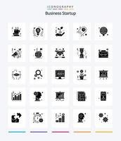 pack d'icônes noires unies de 25 glyphes de démarrage d'entreprise créative telles que les statistiques. graphique. cercle.. feuille vecteur