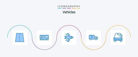 pack d'icônes de 5 véhicules bleus, y compris handicapés. camion. véhicule. transport. livraison vecteur
