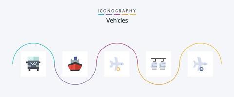 véhicules flat 5 pack d'icônes comprenant des véhicules. voiture. Véhicules. câble. transport vecteur