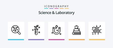 pack d'icônes science line 5 comprenant. loupe. éducation. laboratoire. science. conception d'icônes créatives vecteur