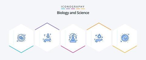 pack d'icônes bleues de biologie 25, y compris la biologie. science. la biologie. hydrogène. tube vecteur